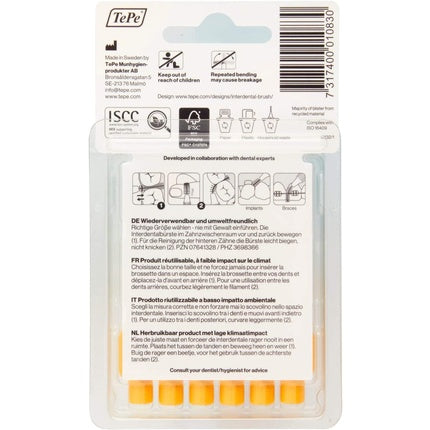 Tepe Interdental Brush 6 Yellow Color Size 4 0.7 Mm, Tepe Oral Hygiene Products, 6 buc