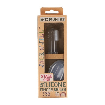Periuță de dinți pentru bebeluși, Jack N' Jill Silicone Finger Brush, 2 bucăți, culoare gri