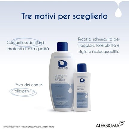 Gel de Duș Dermon, Detergent Delicat, 400ml, Alb cu Accente Albastre