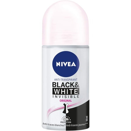 Nivea Invisible For Black & White, Deodorant anti-transpirant cu bilă roll-on, 75 ml