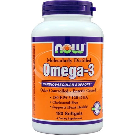 Supliment Nutrițional, Now Foods, Molecularly Distilled Omega-3 1000mg, 180 Softgels