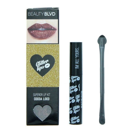 Set Gloss Labial Beauty BLVD Glitter Lips Cocoa Loco, Culoare Maro cu Glitter, Kit 2 Buc