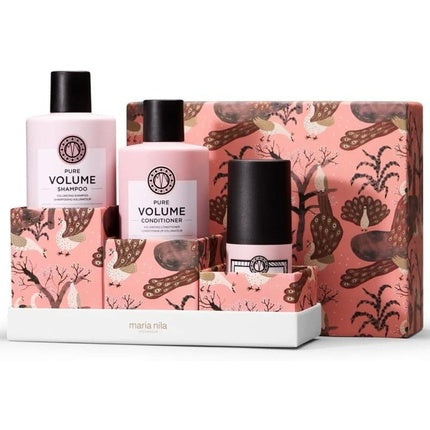 Set Hair Care Maria Nila Pure Volume, Șampon, Balsam & Cremă Termoprotectoare, roz, 606g