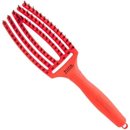 Perie de păr Olivia Garden Finger Brush Combo M, Neon Orange, cu peri din porc