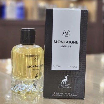 Eau de Parfum Montaigne Coco, Maison Alhambra, 100ml, cu sticlă transparentă și dop negru