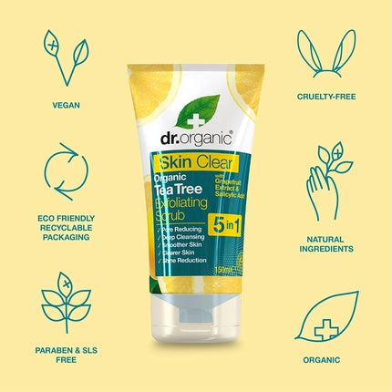 Exfoliant Față, Dr Organic, Skin Clear, 150ml, galben