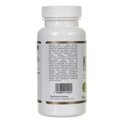 Supliment vitamină K2 MK-7, Progress Labs, 100mcg, 120 tablete, alb