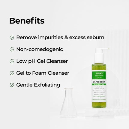 Gel de curățare pentru față, Dr.Melaxin Lipino Anti-Fatty Acid, 208ml