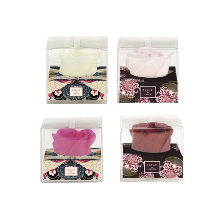 Emanuela Biffoli, Set săpunuri asortate, model flori, culori diverse (alb, roz pal, roz vibrant, roșu), 140g