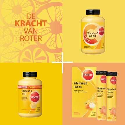 Vitamine C, Roter, 1000mg, lamaie, 50 tablete masticabile