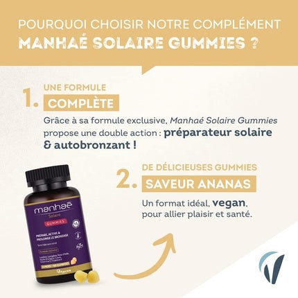 Manhae Solaire Gummies, supliment alimentar pentru bronzare, 60 buc
