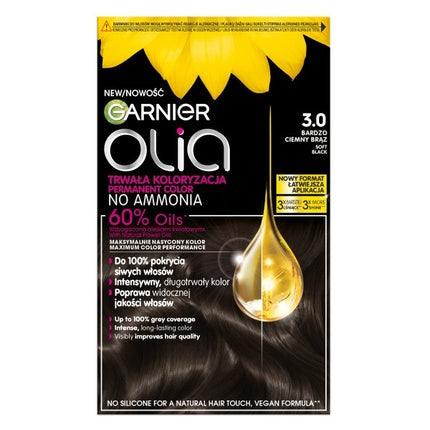 Culoare păr Garnier Olia 3.0, Negru Cenușiu
