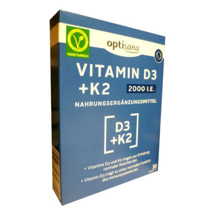 Vitamine, Optisana, D3+K2, 2000 UI, 30 tablete