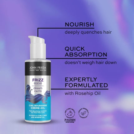Crema de stilaj John Frieda Frizz Ease Dream Curls, Curl-Nourishing Creme-Oil, 100ml