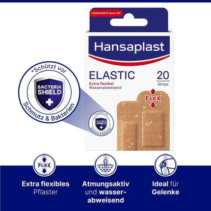 Hansaplast Elastic Plasters, bandă adezivă elastică, color bej, 20 buc