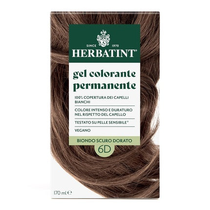 Gel colorant păr permanent Herbatint, 6D Blond închis, auriu, 170 ml, fără amoniac