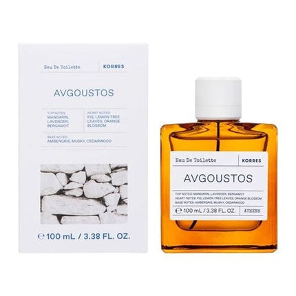Korres Avgoustos Eau De Toilette, Unisex, 100ml, ambalaj alb și sticlă amber