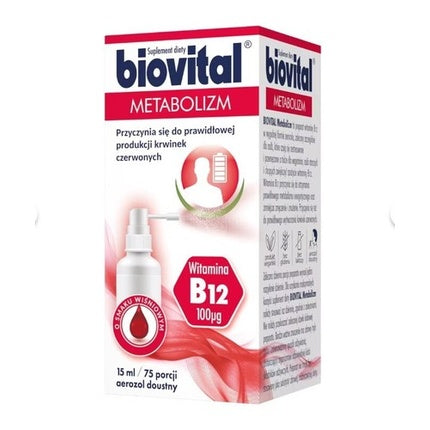 Spray Vitamină B12, Biovital, Metabolism, dozator aerolizant, 15 ml