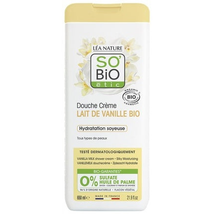 Gel de duș cremă, So Bio'Etic, Lait de Vanille Bio, 650 ml