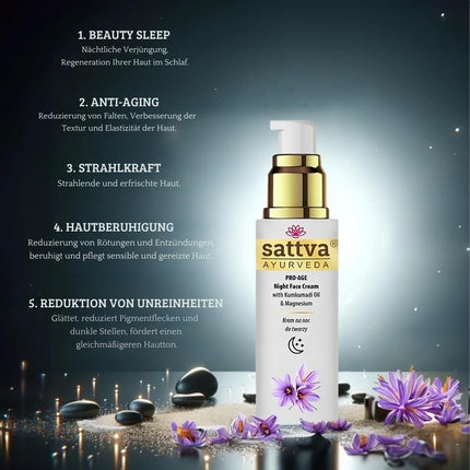 Cremă de noapte, Sattva Ayurveda, Pro-Age, 50ml, alb