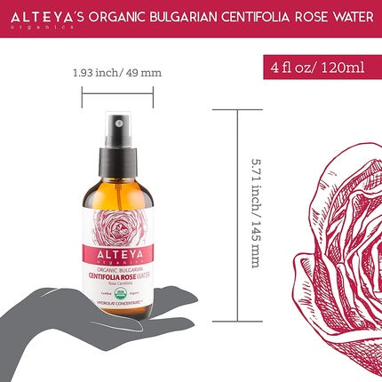 Spray facial Alteya Bio, sticlă 120ml, apă de trandafiri