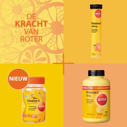 Tablete efervescente Vitamina C, Roter, 1000mg, portocaliu-caisă