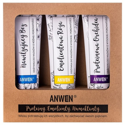 Set de 3 Balsamuri Anwen, 100ml fiecare, Pentru Par Poros