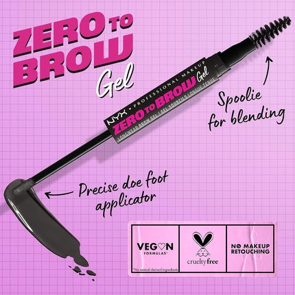 Gel sprâncene NYX Zero to Brow, negru, 1 ml