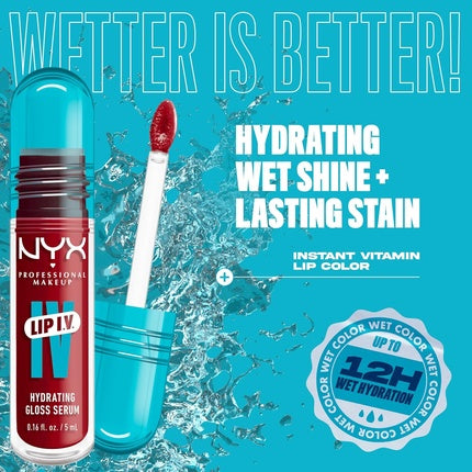 Glos pentru buze NYX Professional Makeup Lip IV Hydrating Gloss Stain - 0.16 fl oz, roșu