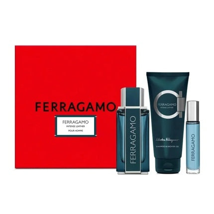 Set Parfum Salvatore Ferragamo Intense Leather, 100ml + 10ml + Gel Duș 100ml