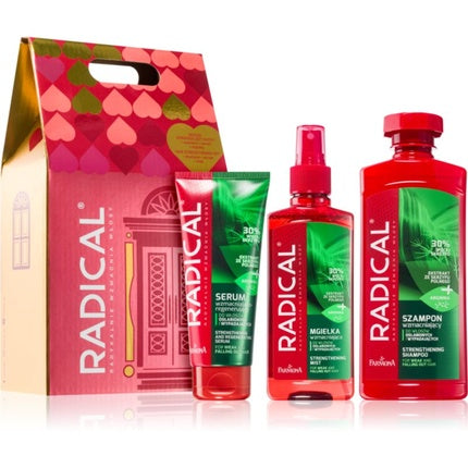 Farmona Radical Hair Strengthening Set, Șampon, Ser, Mgelka, 155g, Culoare Roșie și Verde