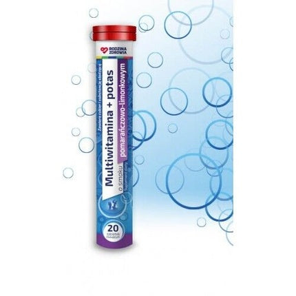 Tablete Efervescente Rodzina Zdrowia Multi-Vitamin + Potassium, gust portocaliu-limoncello, 20 buc