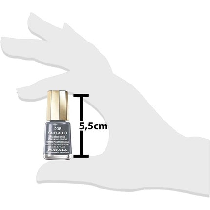 Smalt de unghii Mavala Mini Nail Colour Cream 238 Sao Paulo, gri metalizat, capac auriu