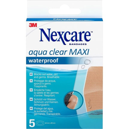 Bandaje Nexcare Aqua Clear MAXI, 60mm x 88mm, Waterproof - Pachet de 5