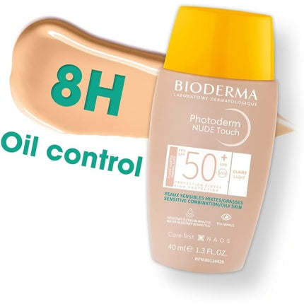 Cremă pentru protecție solară, Bioderma Photoderm NUDE Touch Mineral SPF 50+, Dark