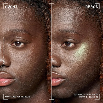 Pudră de iluminat, NYX Professional Makeup, îmbogățită cu unt de mango, culoare roz pal, ambalaj transparent