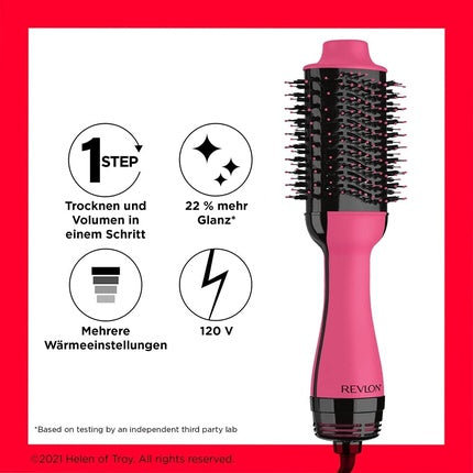 Perie de uscat și modelat, Revlon Salon One-Step Hot Air Brush, culoare roz