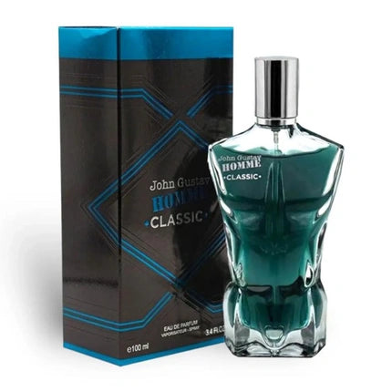 Maison Alhambra John Gustav Eau De Parfum Homme Classic, 100ml, sticlă albastru-verde, cutie neagră cu accente albastre
