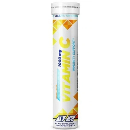 Tablete efervescente Allnutrition Vitamin C 1000 mg, 20 tablete, lămâie și portocală