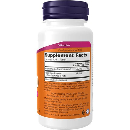 Supliment alimentar, Now Foods, C-500 cu Trandafir Sălbatic, 100 tablete