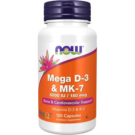 Supliment Nutrițional NOW Foods Mega D-3 & MK-7, 120 Capsule