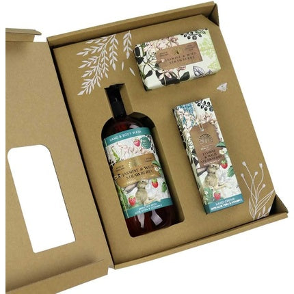 Set cadou Hand & Body, The English Soap Company, Colecția Anniversary, Jasmine Wild Strawberry, ambalaj din carton
