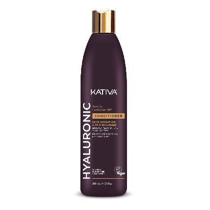 Condiționar de păr Kativa Hyaluronic, 270 g, sticlă violet cu capac auriu