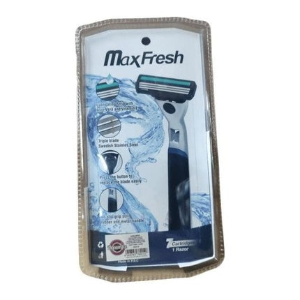 Razor de bărbierit Dreamfix MaxFresh, set cu 7 lame înlocuibile, design ergonomic, culoare alb-albastru