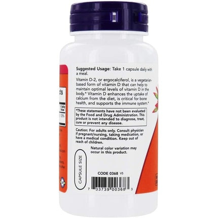 Supliment Vitamine D2, Now Foods, 1000 IU, 120 capsule vegetariene