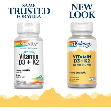 Vitamine, Solaray, D3 + K2, flacon 120 capsule