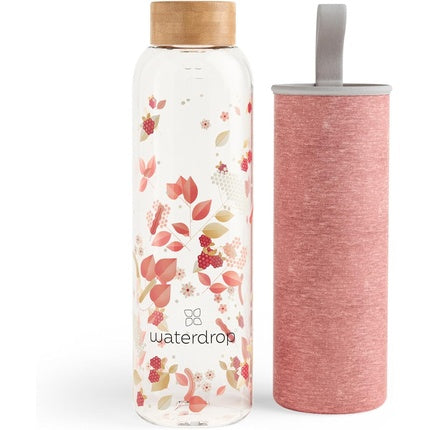 Sticlă de apă Waterdrop Edition 600ml cu capac din bambus și manșon protector