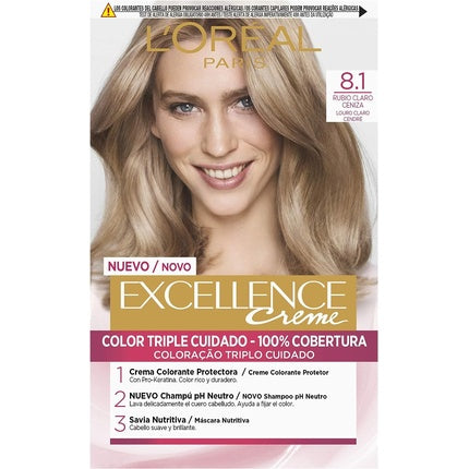 Vopsea de păr, L'Oréal, Excellence Crema, blond cenusiu deschis