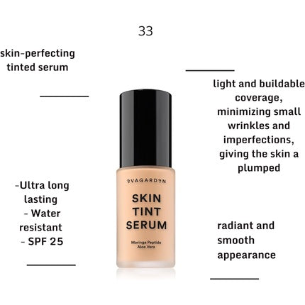 Serum Fond de Ten Skin Tint, Eva Garden, model 33 Dark Beige, SPF 25, 100ml