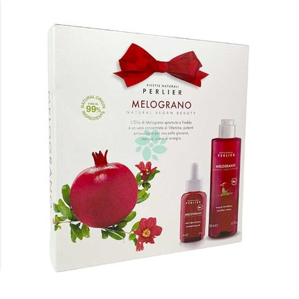Set Cadou Perlier Melograno - Apă Micelară 200ml și Ulei 50ml, Cutie Albă cu Fundă Roșie